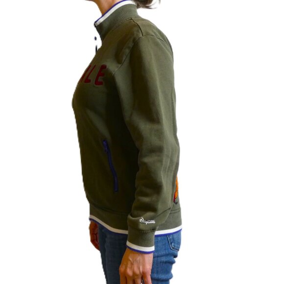 Disney Varsity Jacket Size S Chip & Dale Olive Green Embroidered Rare Hong Kong - Picture 5 of 13